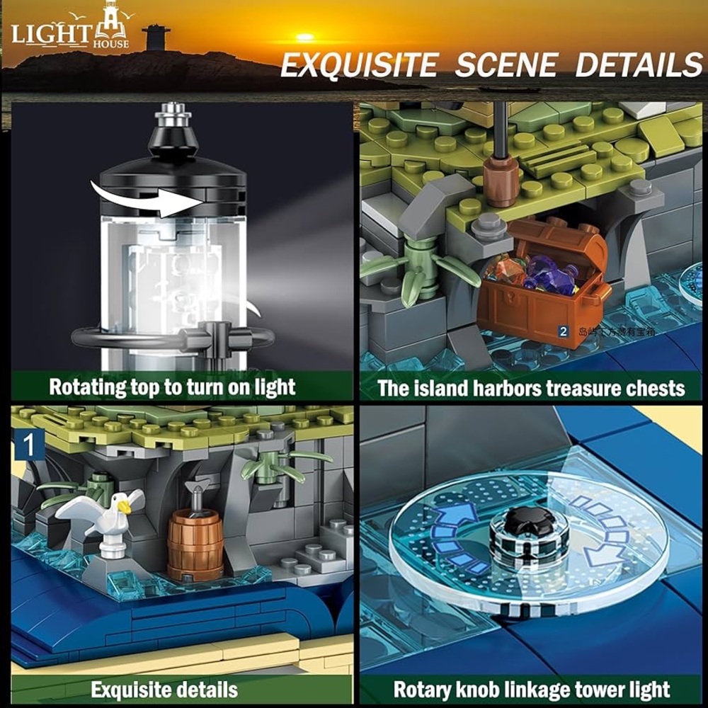 Magic Castle Lighthouse Building Set with Revolving Light Feature (1016pcs) NIB - Picture 6 of 12